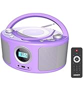 WISCENT Bluetooth Vintage Style Retro Look Micro Audio Streaming CD Player System,with Bluetooth,...