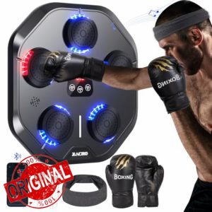 Zacro Music Boxing Machine with Gloves & Headband - Smart Bluetooth Music Boxing Machine Wall Mounted with 9-Level Speed & Mode Adjustment