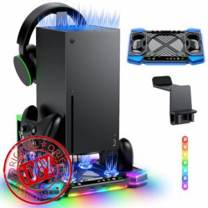 Upgraded RGB Cooling Fan Charging Stand for Xbox Series X: Accessories for Xbox X Console & Controller