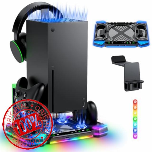 Upgraded RGB Cooling Fan Charging Stand for Xbox Series X: Accessories for Xbox X Console & Controller