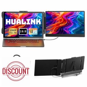 hualink Laptop Screen Extender Monitor - 14 Inch IPS FHD 1080P HDMI/USB-A/Type-C Laptop Monitor Extender