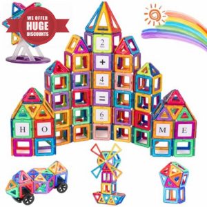 aaczly Magnetic Tiles for Kids 122PCS Magnetic Building Blocks Magnets for Kids Construction Toys Learning STEM Educational for 3+ Years Old Boys Girls Christmas Birthday Gifts