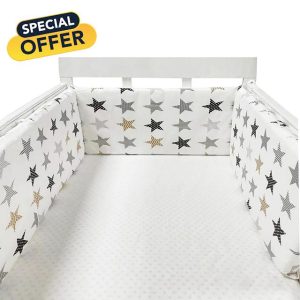 GYCF Crib Bumper Breathable Cotton Baby Cot Bumpers Padded Liner Crib Rail Cover 200x30CM Baby Crib Bumpe Protection Baby Cot Surrounds Bumper for Baby Boys Girls