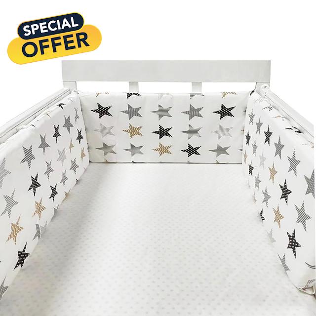 GYCF Crib Bumper Breathable Cotton Baby Cot Bumpers Padded Liner Crib Rail Cover 200x30CM Baby Crib Bumpe Protection Baby Cot Surrounds Bumper for Baby Boys Girls