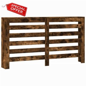 idaXL Radiator Cover/Heater Shelf - Smoked Oak Engineered Wood - Modern Slatted Design - Living Room Décor - 149x20x82 cm