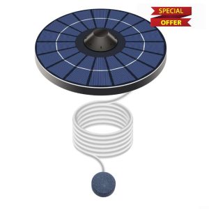 EXTRWORY Solar Powered Pond Aerator Oxygen Pump with Air Hose and Bubble Stone