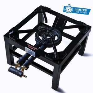 iBest UK Cast Iron Steel Catering Stove | Key Burners | Outdoor LPG Black Cooker (Double Key)