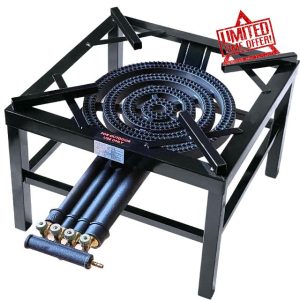 iBest UK Cast Iron Steel Catering Stove | Key Burners | Outdoor LPG Black Cooker (Four Keys)