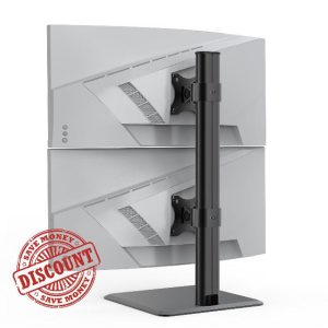 BEWISER Sturdy Dual Monitor Stand - Vertical Heavy Duty Monitor Riser Fits Two 17 to 49 Inch Screen with Swivel