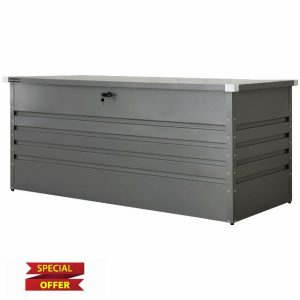 Olsen & Smith Garden Metal Storage Box 1000L Lockable Gas Lift 185x82x79cm Weather-Resistant Anthracite