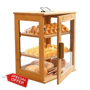DFENG 3-Layer Bamboo Bread Bin Breadbox