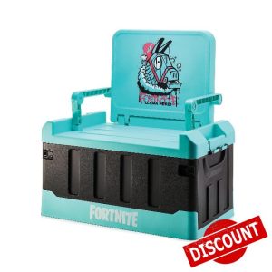 Numskull Fortnite 2-in-1 Toy Storage Box & Folding Chair - Gaming Accessory Organizer with lid and handles for Family Rooms