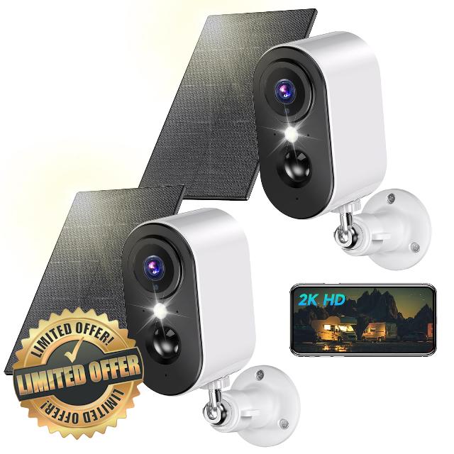 kebruma 2K Solar Wireless Security Camera - Indoor/Outdoor Camera Wireless with Color Night Vision