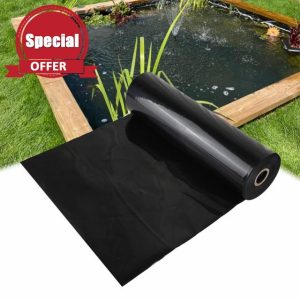 Pond Liner Garden Flexible Pond Membrane HDPE 2x2m 2x3.0m 3x3.0m 5x5m 6x8m Heavy Duty Outdoor Tarpaulin for Fish Pond Fountains Streams Wildlife Waterfall Impermeable Liner(Size:5x5M)