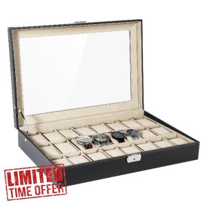 Uten 24 Watch Display Storage Box Jewelry Collection Case Organiser Holde
