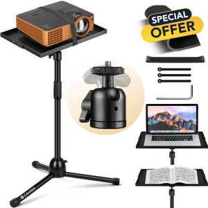 CAHAYA Projector Stand Floor Universal with 360° Rotation Pan-tilt 90 cm to 130 cm Adjustable Height for Many devices