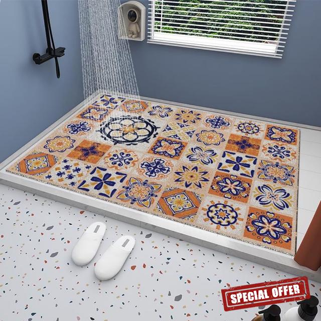 Loofah Shower Mat Bath Mat with Drain Holes