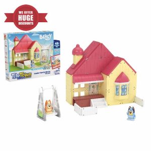 TILE TOWN Bluey Heeler Home Magnetic Tiles Construction Building Playset with Bluey and Bingo Figures
