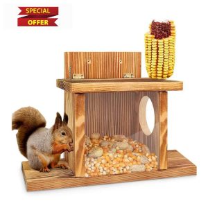 Wooden Squirrel Feeder Box