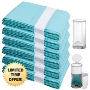 Pack of 6 Nappy Bin Refill Film Compatible with Korbell: 16L Refill Bag Refill Film Nappy Bin Bin Bag Nappy Bag Odour-Proof Blue