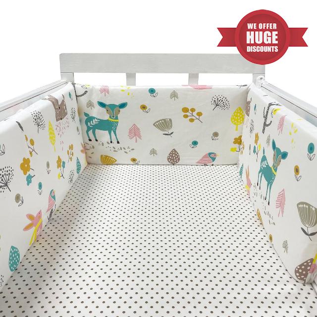GYCF Crib Bumper Breathable Cotton Baby Cot Bumpers Padded Liner Crib Rail Cover 200x30CM Baby Crib Bumpe Protection Baby Cot Surrounds Bumper for Baby Boys Girls