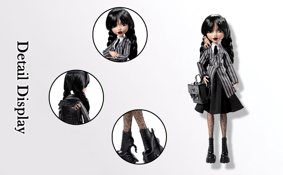 High Wednesday Doll Family Dolls Collectible in Black Gothic Gown Inspired by Dance Scene