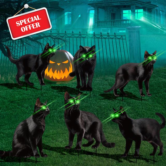 AIHAOYU 6 Pack Black Cat Halloween Decoration