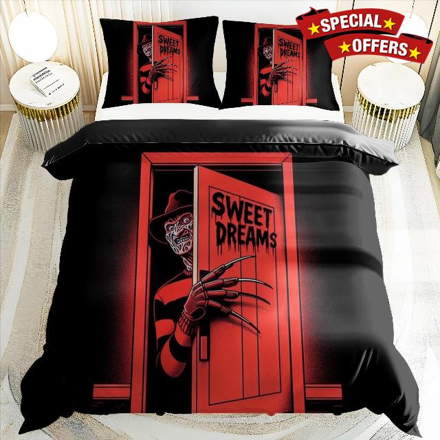 Horror Movie Printed Duvet Covers Horror Bedding Set Halloween Quilt Covers for Teens Adults (style5
