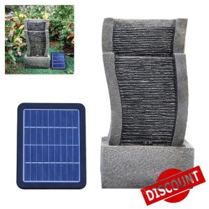 BTGGG Solar Water Feature Outdoor Solar Powered Garden Water Features Solar Water Fountain with Lights Solar Waterfall Decoration for the Garden Outdoor - Curved Solar Waterfall Fountai