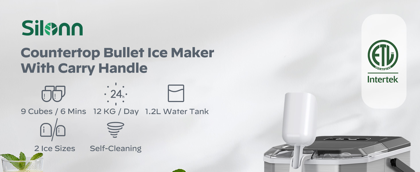 ice maker countertop machine cube makers portable silonn black 2 size bullet ice for home kitchen