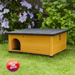 FeelGoodUK Hedgehog House and Hibernation Shelter - Large Predator-Proof Outdoor Habitat - Felt Roof Cover and Full Wood Flooring - Best Pet Garden Hedgehogs Wooden Hide House
