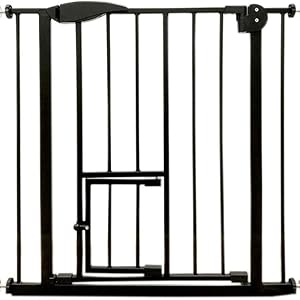 Baby Safety Gate Pet Dog Barrier Stair with Cat Flap Slate Guard Door
