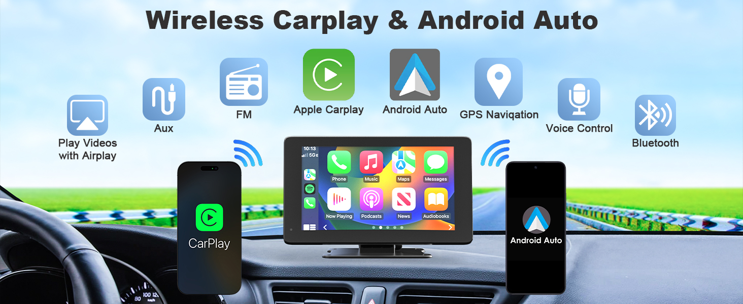 Wireless Apple CarPlay Android Auto Screen