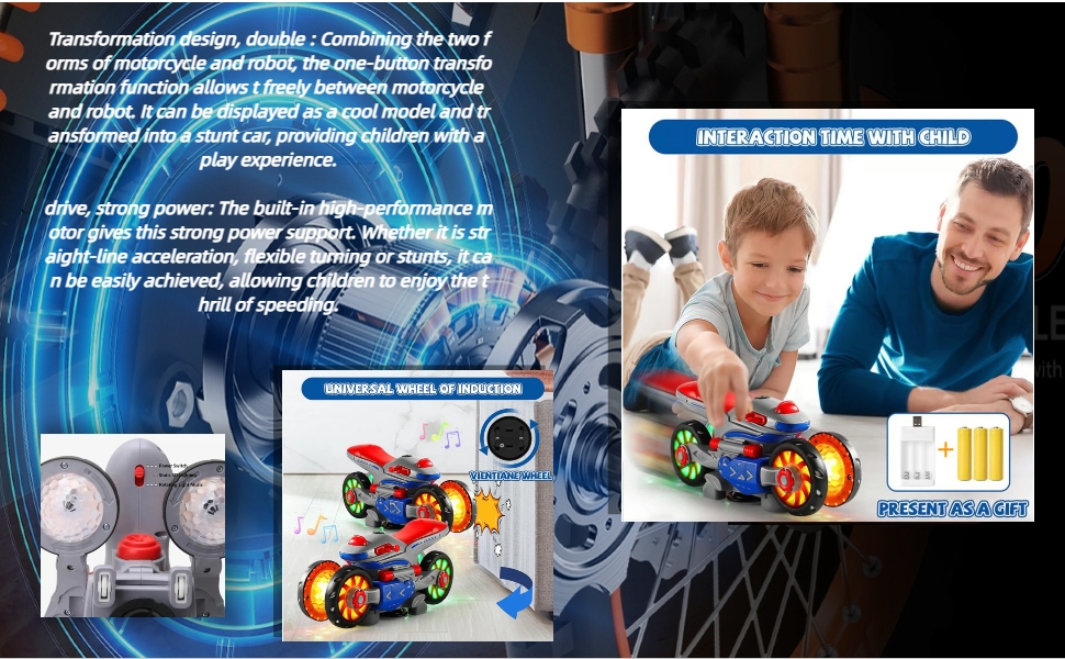 Transformer Motorcycle Universal Stunt Rotating Light and Music