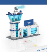 Demkia City Passenger Airplane Building Set, 3-in-1 684 PCS Light-up Airport Passenger Plane/Heli...