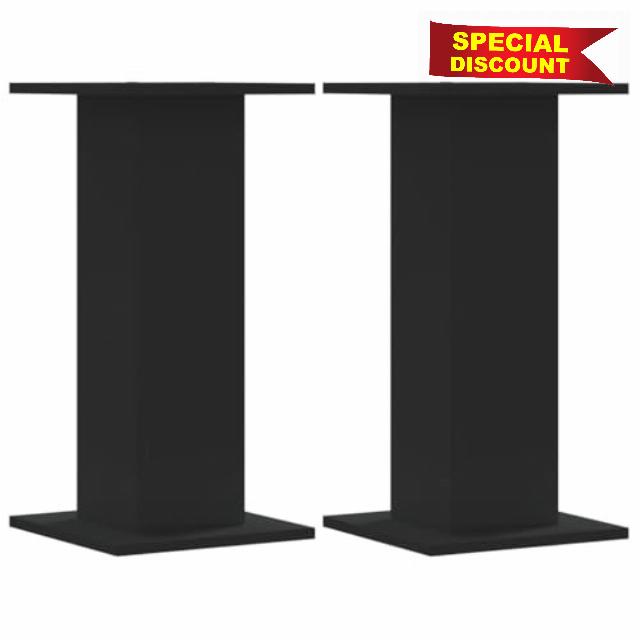 idaXL Speaker Stands HiFi Floor Stand 2 pcs Black Engineered Wood - 60cm Height