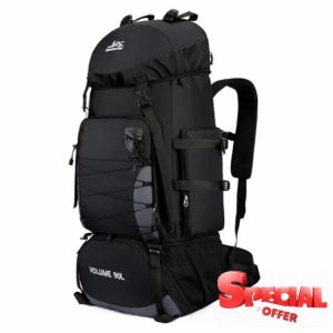 Fesky 90L Capacity Water-Resistant Backpack-Large Adjustable Rucksack for Travel Bag Waterproof Camping Hiking Trekking Backpack for Men Women-85cm x 38cm x 26cm