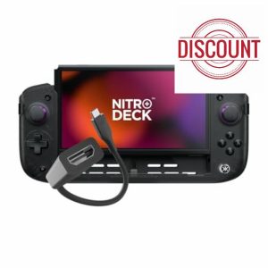 CRKD Nitro Deck+ with HDMI Adapter - Handheld Pro Controller for Nintendo Switch & OLED Model - TV Dockable - Programmable Sidekicks & Back Buttons - TruCollection System (Clear Black)