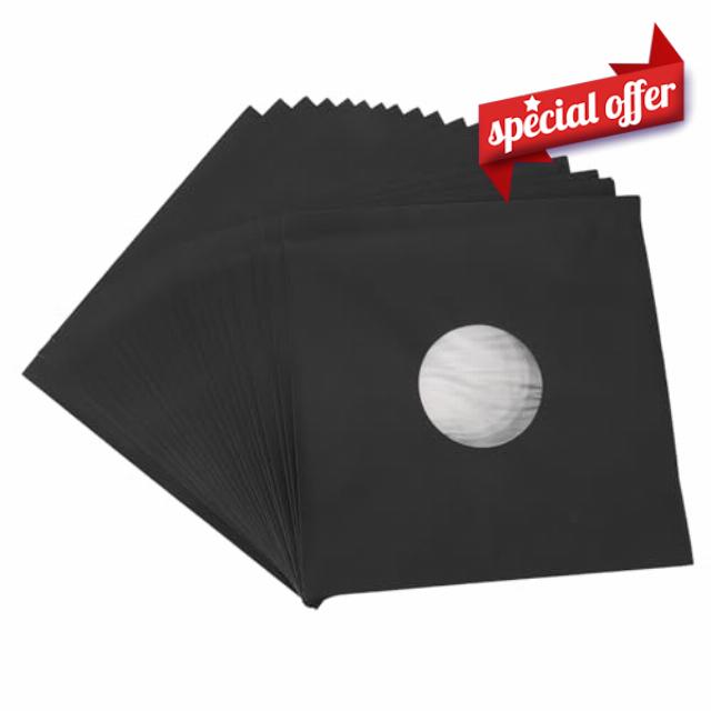 20Pcs 12inch Record Kraft Paper Jackets Matte Black 350gsm Thick Cardboard Record Covers 33 RPM Protective Outer Record Sleeves