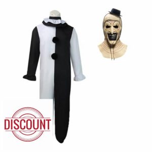 MJPARTY Mens Horror Art Clown Costume W/Mask Adult Killer Clown Halloween Clown Fancy Dress Outfi