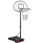 Yaheetech Netball Post Height Adjustable Stand 245.5-305 cm Portable Regulation Hoop Full Size Ba...