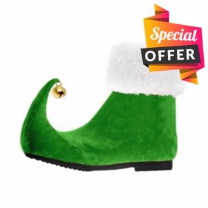 Perfeclan Christmas Elf Shoes for Men Women Adults Novelty Velvet Xmas Costume Shoes