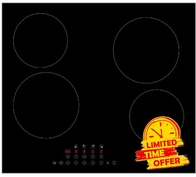 Abode Electric Hob 59cm Ceramic Cooktop with 4 Cooking Zones