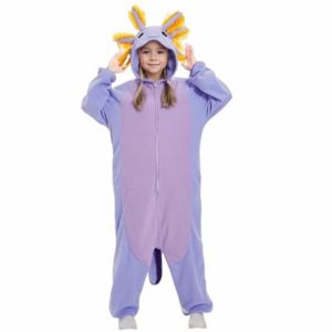 XUEYEGONGJI Axolotl Onesie Hooded Axolotl Costume Cute Robe with Antlers Soft Fluffy Robe Adult Animal Bathrobe Loungewear Sets Woman for Christmas Party
