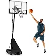 COSTWAY Netball Stand and Post, 8.5-10 FT Adjustable Basketball Goal System with Fillable Base an...