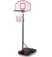 GYMAX 10 FT/12FT Basketball Hoop and Stand, Portable Basketball Set with 32