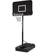 GYMAX Adjustable Basketball Hoop and Stand, 230-305cm Portable Basketball Set with PE Backboard, ...