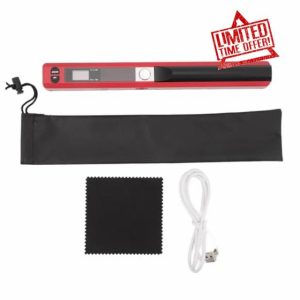 Handheld Image Scanner 900 DPI Portable Photo Document Scanner with 3 Resolution Modes for Windows XP/OS X 10.4 and A4 Size (Red)