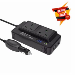 MKAEYYO Power Inverter - 200w Inverter 12v to 24v with 2 Sockets and 4 Usb Ports