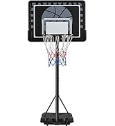 Yaheetech Outdoor Adjustable Basketball Stand, Portable Basketball Hoop Net System on Wheels